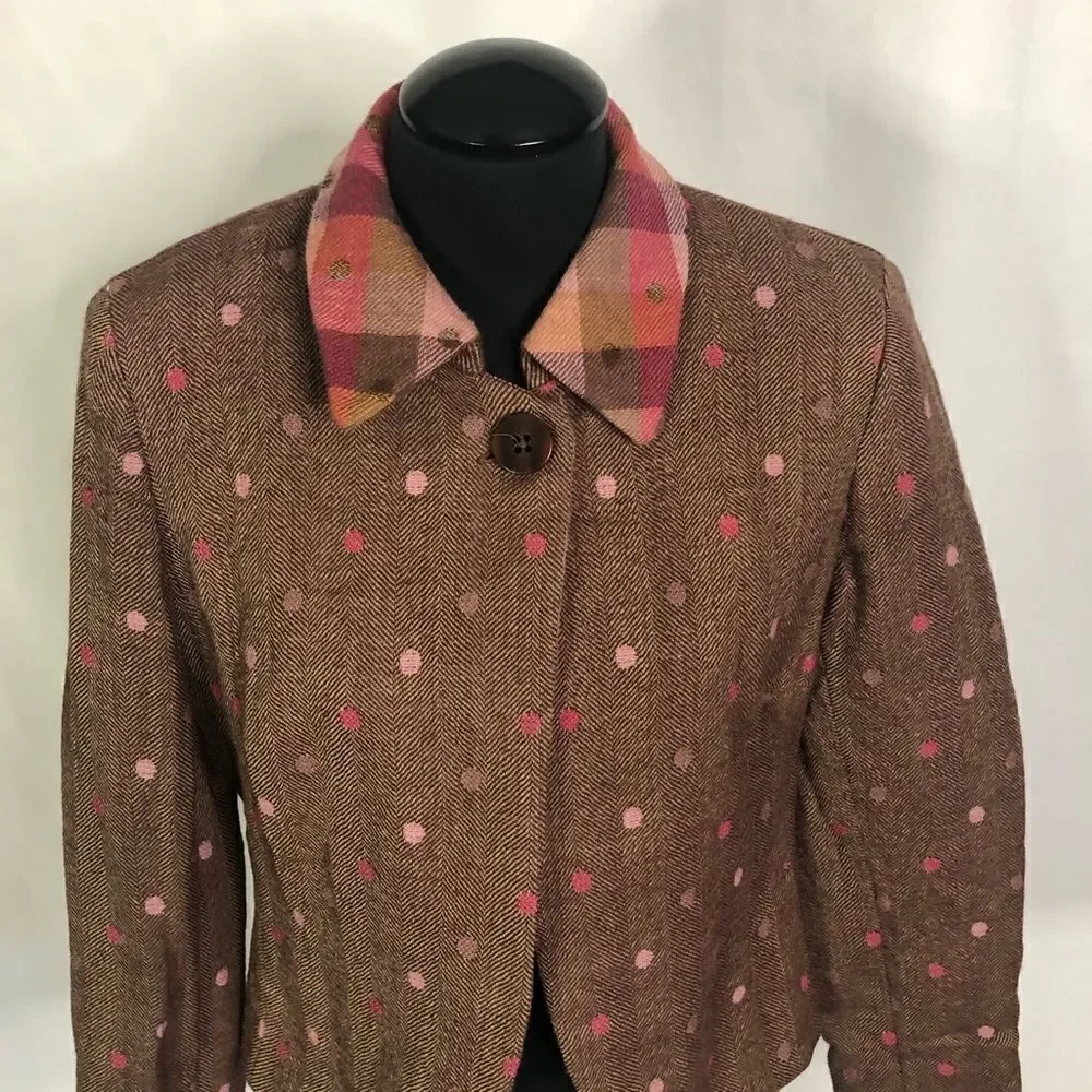 Vintage‎ Garfield & Marks Wool Polka Dot Cropped Jacket - Women’s 6